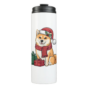 Garrafa Térmica Shiba Inu Cachorro de Natal Fizera o Papai Noel Xm