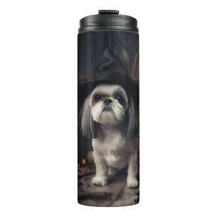 Garrafa Térmica Shih Tzu Abóboras Halloween Assustador