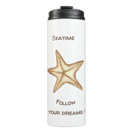 Garrafa Térmica Siga seus sonhos aquarela Estrela-do-mar