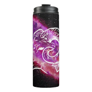 Garrafa Térmica Signo Zodiacal Áries Constelação Rosa Roxo Galáxia