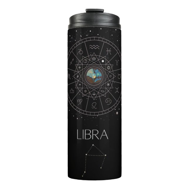 Garrafa Térmica Signo Zodiacal de Libra Constelação Celestial Míst (Frente)