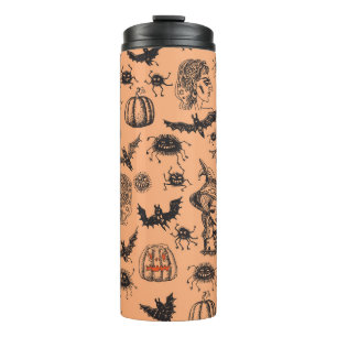 Garrafa Térmica Silhueta de Bruxas de Halloween: Padrão de Cartoon