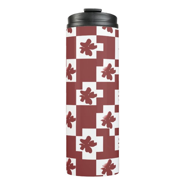 Garrafa Térmica Silhueta de flores em padrão. (Frente)