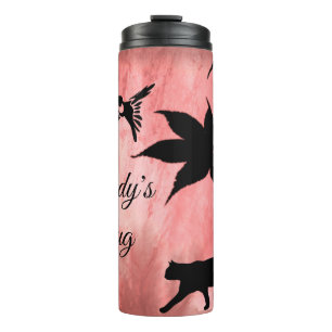 Garrafa Térmica Silhuetas da Natureza no Mármore Rosa *Personalize