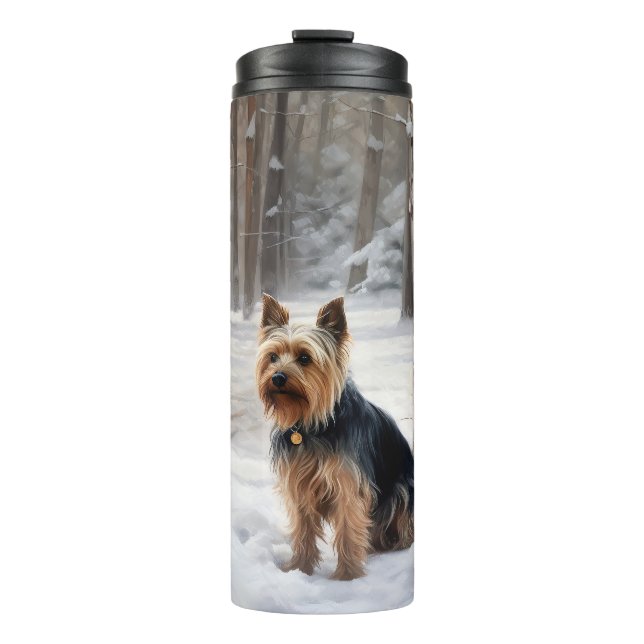 Garrafa Térmica Silky Terrier Deixe Nevar Natal (Frente)