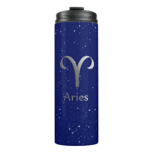 Garrafa Térmica Símbolo Zodiac para Aries no Deep Midnight Blue
