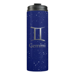 Garrafa Térmica Símbolo Zodiac para Gemini no Deep Midnight Blue