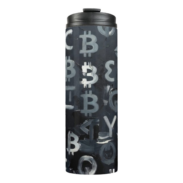 Garrafa Térmica Símbolos de Bitcoin (Estilo: 7) (Frente)