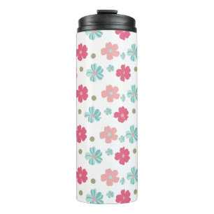Garrafa Térmica Simples Ditsy Floral em Rosa e Teal