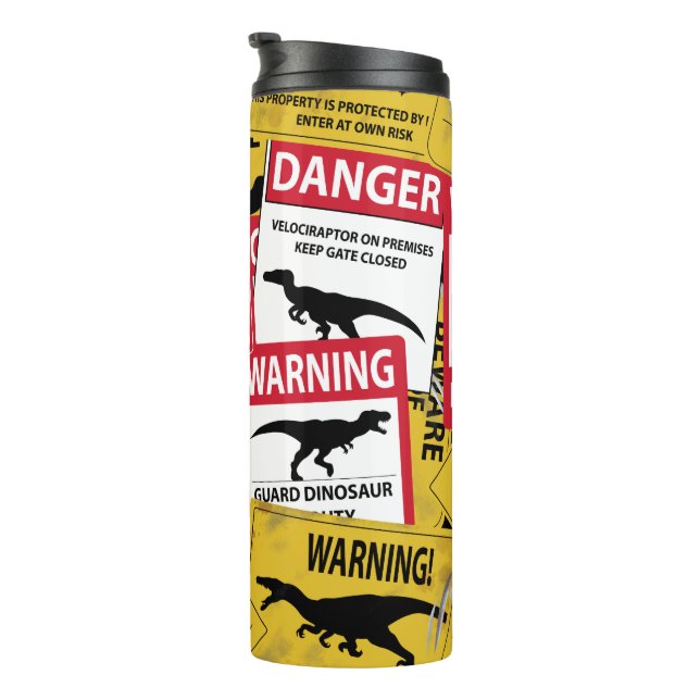 Garrafa Térmica Sinais de precaução do dinossauro (Rotação à direita)