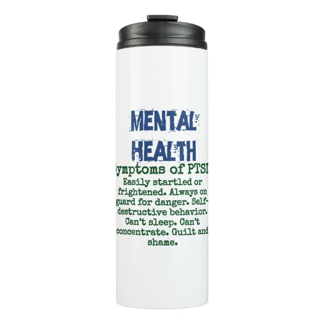 Garrafa Térmica Sintomas de PTSD - Citação de Saúde Mental (Frente)