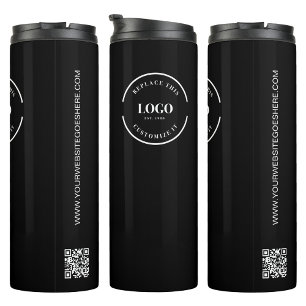 Garrafa Térmica Site de código QR do logotipo simples da empresa p