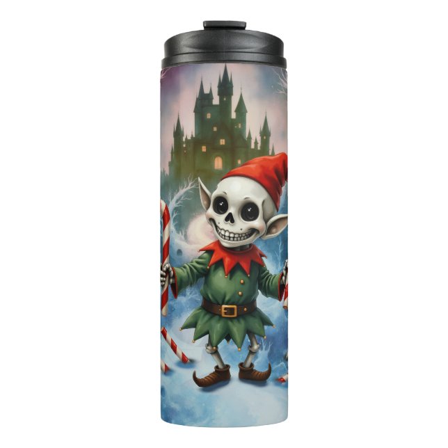 Garrafa Térmica Skeleton Christmas Elf – Creepy Cute Dark Holiday  (Frente)