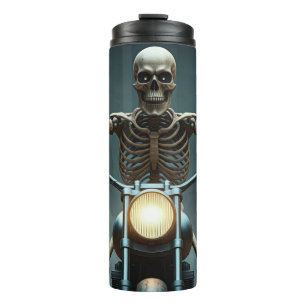 Garrafa Térmica Skeleton Dirigindo Uma Moto
