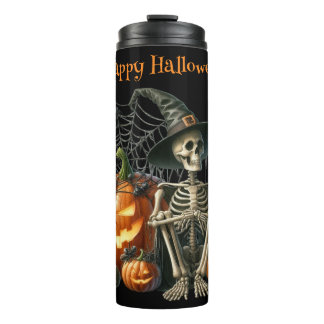 Garrafa Térmica Skeleton Pumpkins Halloween Tumbler térmico