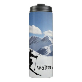 Garrafa Térmica Skier Silhouette on Snowy Mountains personalize