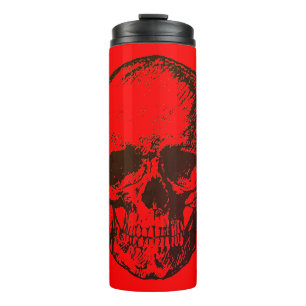 Garrafa Térmica Skull Fantasy Pop Art Rock Punk Heavy Metal Red