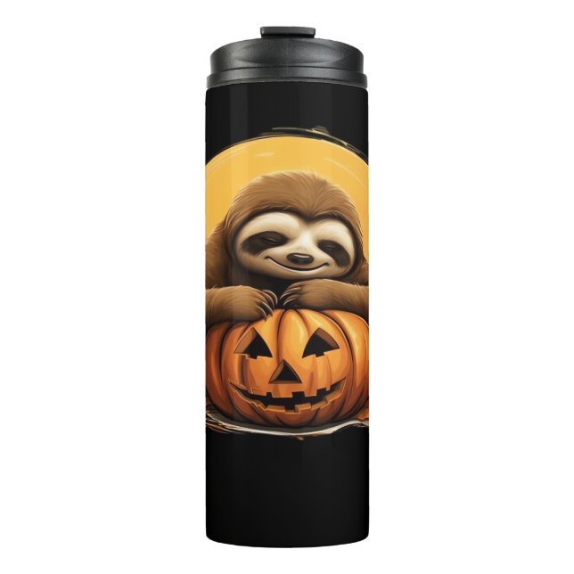 Garrafa Térmica Sleeping Sloth and Halloween Pumpkin Classic T-Shi (Frente)