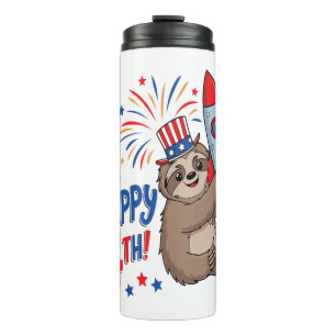 Garrafa Térmica Sloth Happy 4th Rocket Fireworks EUA