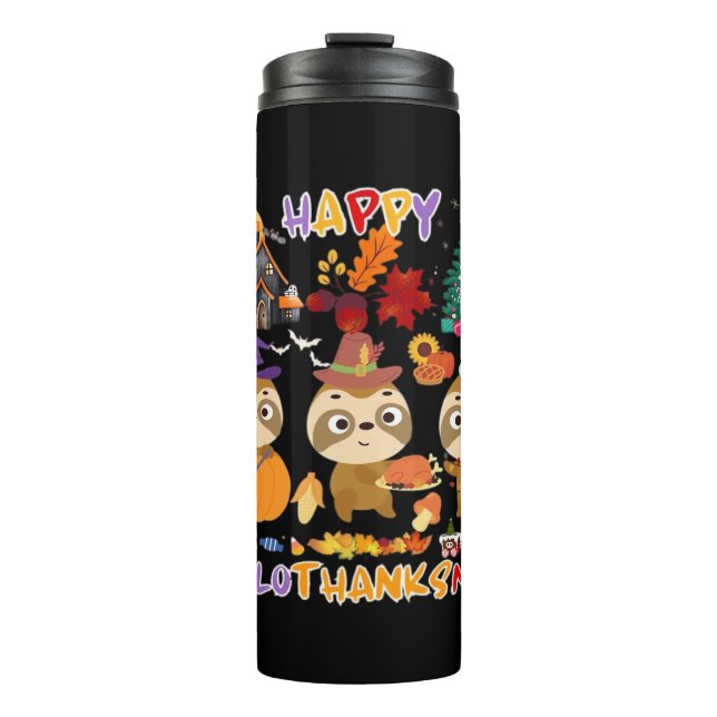 Garrafa Térmica Sloth Happy Hallothanksmas - Dia de as Bruxas engr (Frente)