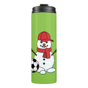 Garrafa Térmica Snowman engraçado com bola de futebol