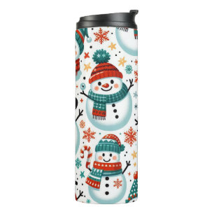 Garrafa Térmica Snowman Festivo Pensado com Design de inverno Colo