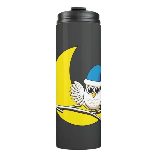 Garrafa Térmica Snowy Owl em Nova Lua Noite de inverno (Frente)