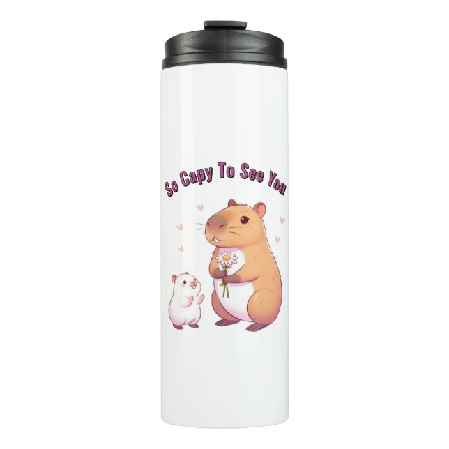 Garrafa Térmica So Capy To See You – Cute Capybara Art  (Frente)