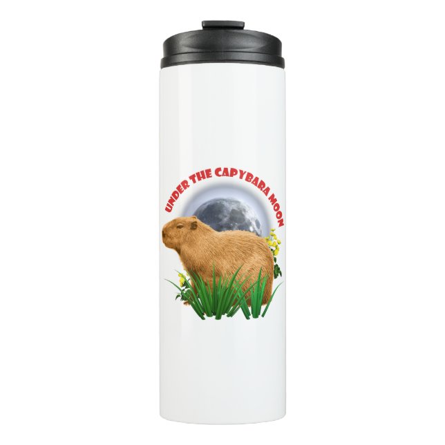 Garrafa Térmica Sob a Lua do Capivara Animal Fofo (Frente)