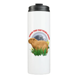 Garrafa Térmica Sob a Lua do Capivara Camiseta Divertida de Capiva