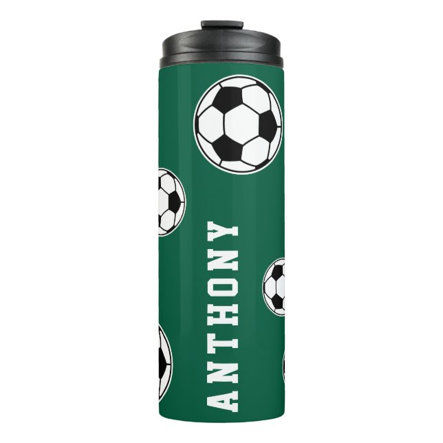 Garrafa Térmica Soccer Green Personalised Kids Back to School (Frente)