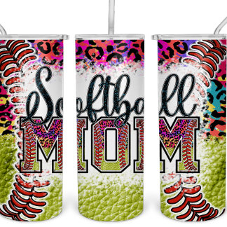 Garrafa Térmica Softball Mãe Rainbow Leopard Tumbler Sports MAMA