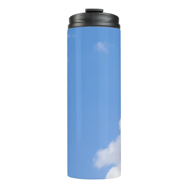 Garrafa Térmica Solitary Bird Soaring Through Bright Blue Sky with (Frente)