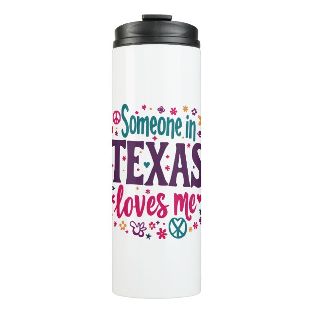 Garrafa Térmica Someone in Texas Love Me - Retro Texas Hippie Art (Frente)