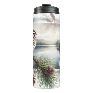 Garrafa Térmica Song Sparrow Watercolor Mountain Lake Tumbler