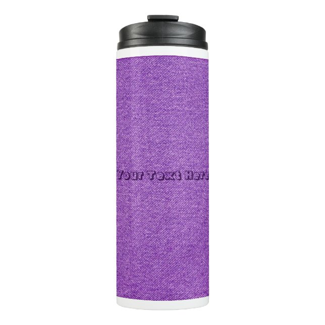 Garrafa Térmica Sonhos de Denim Roxo - aspecto do material de jean (Frente)