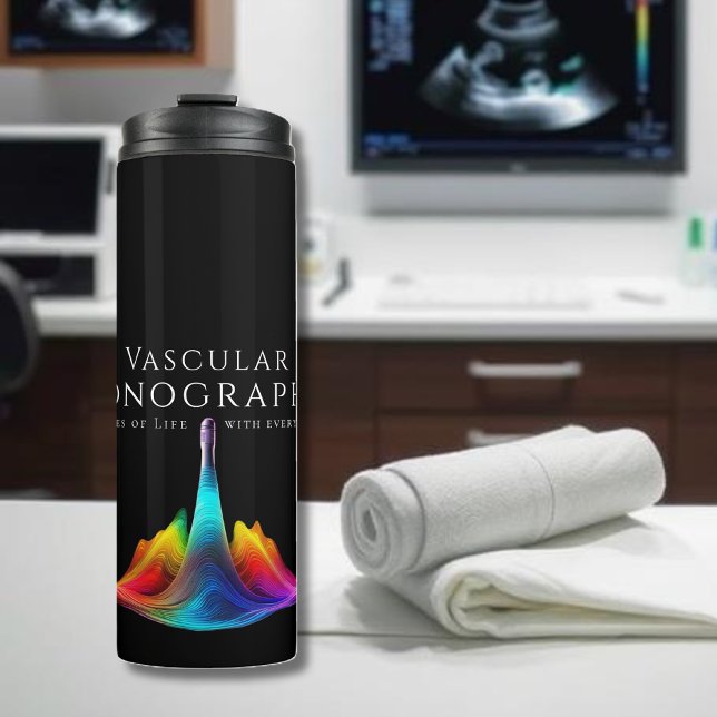 Garrafa Térmica Sonógrafo Colorido Vascular Ondas De Ultrassons (Vascular Sonographer-Colorful Ultrasound Waves Thermal Tumbler)
