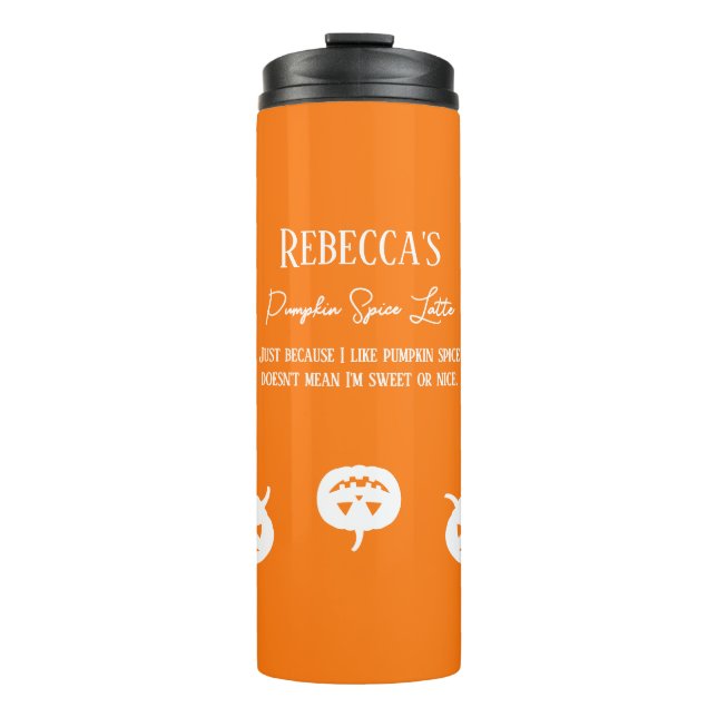 Garrafa Térmica Sorvete de abóbora branca de Halloween doce ou leg (Frente)