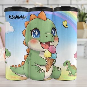 Garrafa Térmica Sorvete de Dinossauro Bebê Fofo
