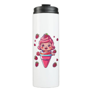 Garrafa Térmica Sorvete de framboesa Kawaii