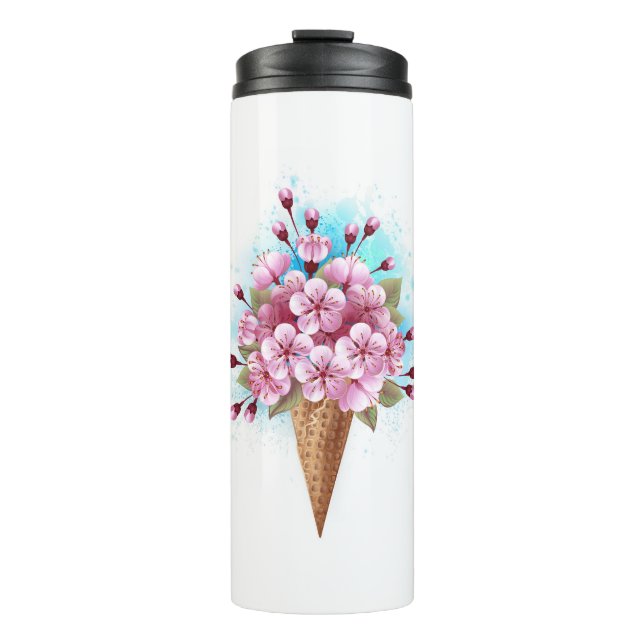 Garrafa Térmica Sorvete Waffle Rosa Sakura Cone (Frente)