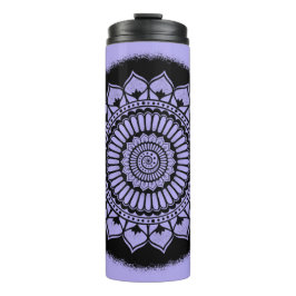 Garrafa Térmica Spirals Dots Flores Lavanda Black Henna Mandala