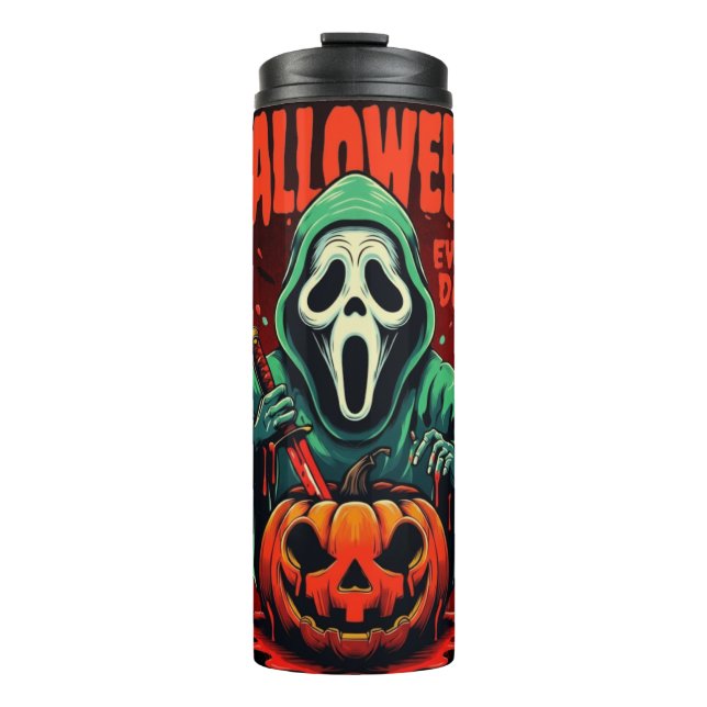 Garrafa Térmica Spooky Halloween Ghost Pumpkin Thermal Mug Tumbler (Frente)