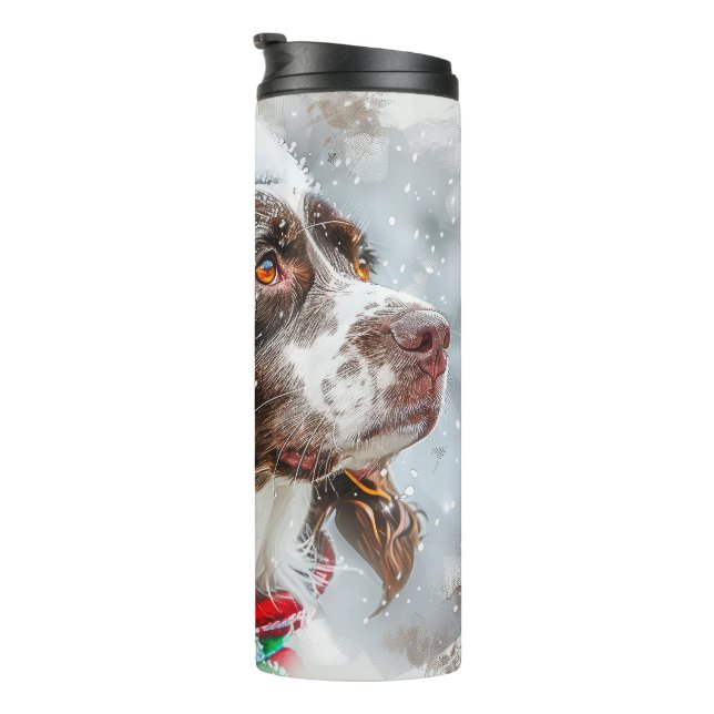 Garrafa Térmica Springer Spaniel Cão Festivo de Natal (Rotação à direita)