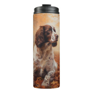 Garrafa Térmica Springer Spaniel no Outono Folhas Caídas Inspiram