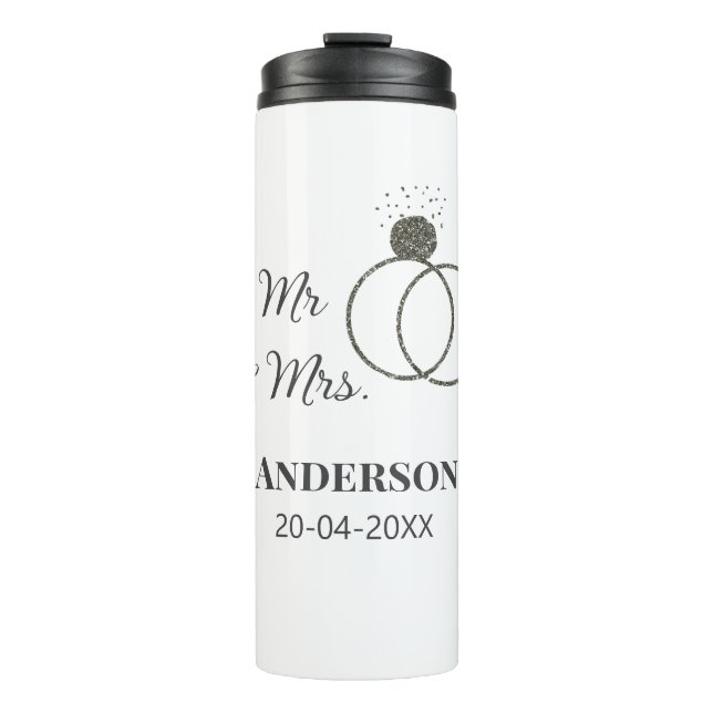 Garrafa Térmica Sr. & Sra. adicionar nome da família data ano casa (Frente)