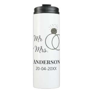 Garrafa Térmica Sr & Sra adicionar sobrenome data ano lembrança do