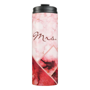 Garrafa Térmica Sra. Pink Montanhas de Mármore Bloco Personalizado