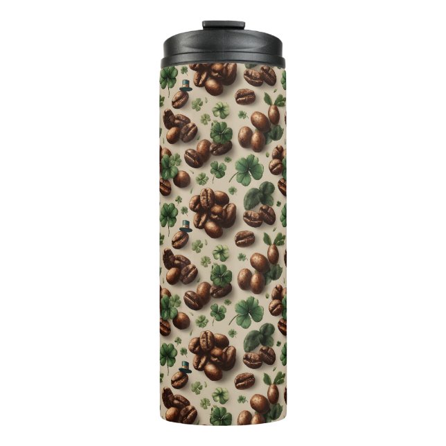 Garrafa Térmica St. Patrick’s Day Coffee & Shamrock Pattern (Frente)