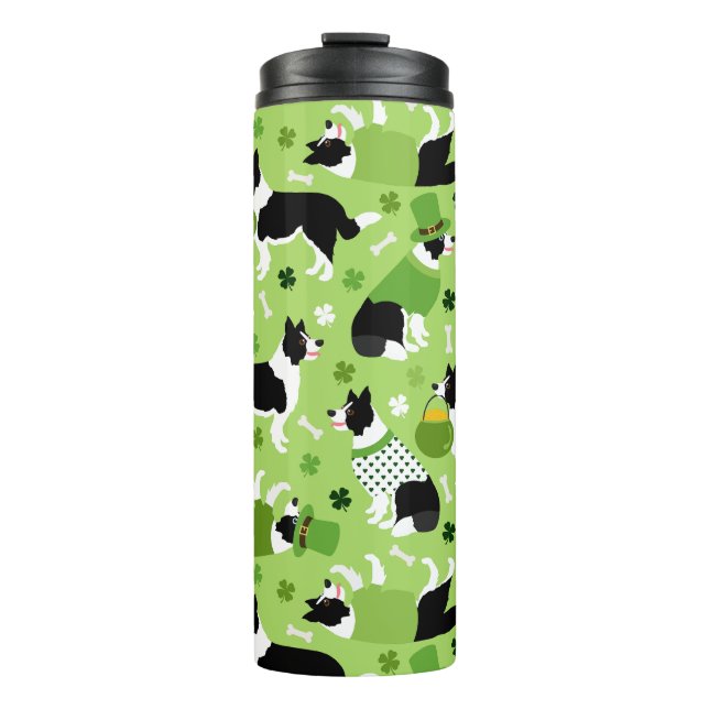 Garrafa Térmica St. Patrick's Day Border Collie Pattern (Frente)